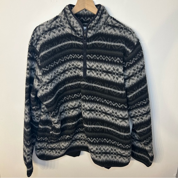 Old Navy Men’s Sherpa Quarter Zip Sweatshirt in Black Jack, Size Large - Picture 3 of 8